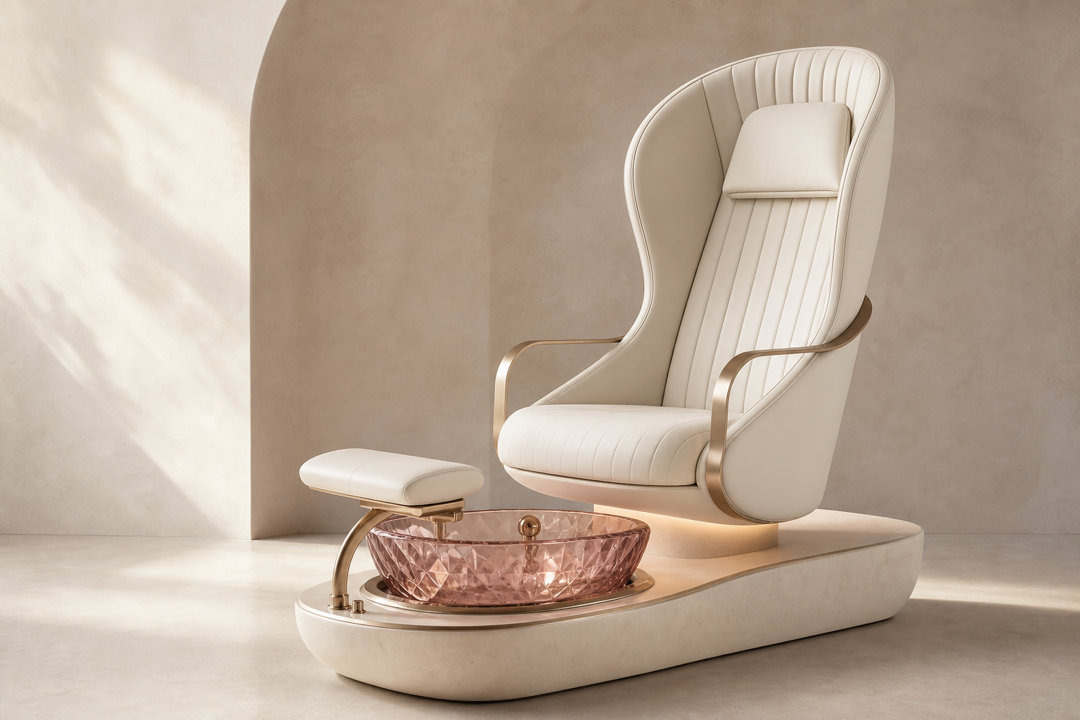 Eagle Spa Chairs Aurelia original pedicure chair in ivory and rose crystal